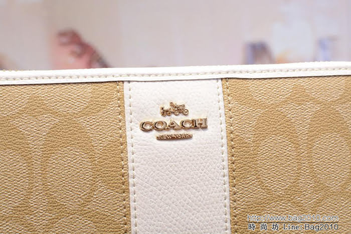 COACH蔻馳 原單 Fa52859 pvc配皮 經典logo 專櫃新款 馬車標拼色 長款拉鏈錢包 outlets款  Chz1380